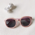 Occhiali da sole per bambini con montatura a scacchi rosa e arancio e lenti viola - Rosa (Quadretti)