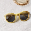Occhiali da sole per bambini con montura a scacchi gialla e arancione e lenti grigio scuro - Giallo (Quadretti)