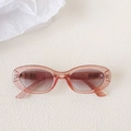 Lunettes de soleil ovales pailletées roses avec verres violets style vintage rétro - Paillettes Roses