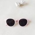 Retro round frame kids sunglasses in soft pink finish with dark grey lenses - Pink Frame Grey Lens