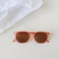 Retro square kids sunglasses with matte coral pink frames and brown lenses - Pink