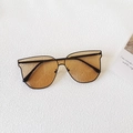 Retro oversized sunglasses with thin black frames and translucent brown lenses - Black Frame Tea