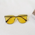 Retro oversized sunglasses with vibrant yellow translucent lenses and black metal frames - Black Frame Yellow Lens