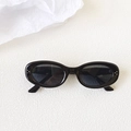 Lunettes de soleil ovales rétro noires avec monture en résine et points décoratifs - Noir