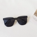 Modern oversized square sunglasses with dark black polarized lenses and slim metal frames - Black and Gray