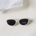 White oval cat eye sunglasses for kids with polarized lenses and metal studs - Jelly White
