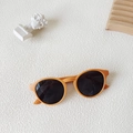 Kids vintage round sunglasses with bright orange frame and dark grey protective lenses - Yellow Frame Grey Lens