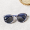 Lunettes de soleil pour enfants à motif pied-de-poule bleu clair et verres gris - Iris Orchidée (Carreaux)