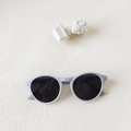 Retro round matte purple kids sunglasses with dark grey lenses and anti-slip temples - Gray-Blue Frame Gray Lens