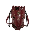 Gothic horse head shaped cylinder crossbody bag in burgundy leather with gold rivets - Red