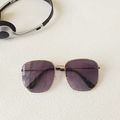 Oversized gold frame sunglasses with purple gradient lenses and stylish metal temples - Gold Frame Gradient Light Gray Lens