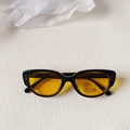 Stylish cat eye children's sunglasses featuring black frame and orange UV400 lenses - Black Frame Yellow Lens