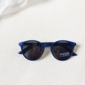 Blaue matte runde Polarisierte Sonnenbrille für Kinder mit UV400 Schutz und klarem Rahmen - Sandblau