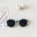 Minimalist kids round sunglasses with matte mint green frame and black lenses - Green Frame Grey Lens