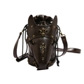 Unique horse head shape drawstring bucket bag in dark brown vintage leather - Brown