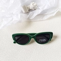 Deep green cat-eye kids sunglasses with polarized lenses and silver rivet accents - Green