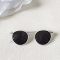 Kids round matte grey polarized sunglasses with transparent frames and rivet details - Clear White