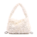 Sac à main élégant à paillettes blanches pour femme avec chaîne en métal argenté - Blanc
