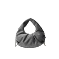 Borsa hobo grigia a pieghe con strass argentati e tracolla a catena da donna - Grigio