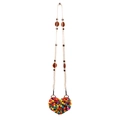 Handmade bohemian heart crochet bag with colorful beads and natural wooden accents - Colorful