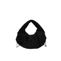 Elegante borsa hobo nera con strass scintillanti e tracolla a catena argento - Nero