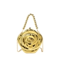 Luxury gold 3D rose flower evening clutch bag with beaded handle and chain strap - Pearl Handle Included / Gold