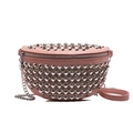 Rosafarbene halbrunde Gürteltasche mit silbernen Nieten und Metallkettenriemen - Rosa