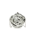 Silver metallic rose-shaped evening box bag with reflective 3D petals and chain strap - Standard Chain Version / Silver
