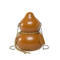 Borsa a tracolla creativa a forma di zucca marrone caramello con corda decorativa e catena - Marrone