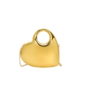 Bolso de mano moderno de acrílico dorado en forma de corazón con acabado de espejo y cadena - Dorado