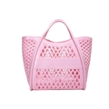 Sac de plage rose en PVC avec design évidé et grande capacité pour les vacances d'été - Rose