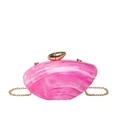 Fuchsia acrylic mango-shaped evening clutch bag with marble texture and gold chain strap - Pink (Marble Texture)