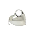 Bolso de mano con forma de corazón plateado espejo con asa de anillo y cadena fina - Plateado