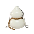 Borsa a tracolla originale bianco crema a forma di zucca con corda e catena d'argento - Bianco Sporco