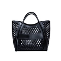 Sac de plage en PVC noir à motif ajouré avec grande capacité pour femmes à la mode - Noir