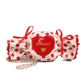 Borsa a tracolla carina a forma di caramella con ricamo a cuore e pois rossi - Rosso