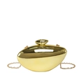 Sleek gold mirror finish acrylic evening clutch bag with metallic chain strap - Gold (Mirror Polish)
