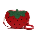Sac bandoulière créatif en forme de fraise en cuir PU rouge avec détails de feuilles - Rouge