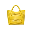 Fashionable bright yellow hollow out PVC jelly beach tote bag with top handle - Yellow