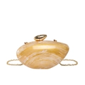 Irregular yellow acrylic shell clutch bag with marble texture and gold chain strap - Yellow (Marble Texture)