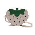 Sac bandoulière créatif en forme de fraise blanc crème avec feuilles à paillettes - Blanc