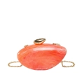 Artistic marble orange acrylic evening bag with gold chain strap for women - Orange (Marble Texture)