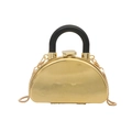 Mini golden mirror finish clutch bag with black ring handle and metal chain strap - Semi-circular Shape (款三)