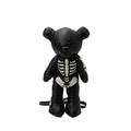 Gothic black skeleton bear backpack with white bone print and faux leather finish - Black