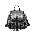 Grey snake-print backpack with silver rivets and buckle closure in chic leather style - Black