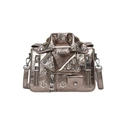 Borsa a tracolla giacca biker oro rosa con accenti floreali in strass brillanti - Bronzo