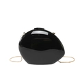Glossy black oval acrylic evening clutch bag with gold snake chain for formal parties - Black