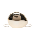 Sleek gold mirror finish egg-shaped acrylic clutch bag with metal snake chain strap - Light Gold