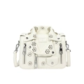 Borsa a tracolla beige a forma di giacca con borchie floreali e strass lucidi - Bianco