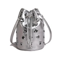 Sac seau punk argenté avec rivets, œillets et fermeture par cordon de serrage - Argenté